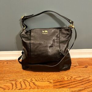 COACH F1273-21224 Madison Isabelle Leather Satchel Purse Black Large EUC